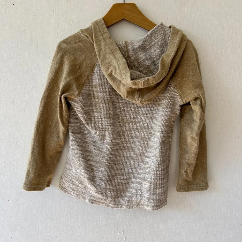 Gymboree‎ Sweater Boys Small Hooded Beige Pullover Pocket Minimalist Old Money
